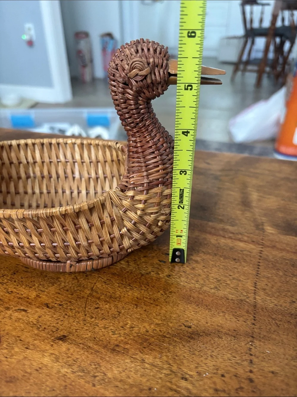 Vintage Mid Century Modern Quirky Handwoven Duck Small Decorative Basket
